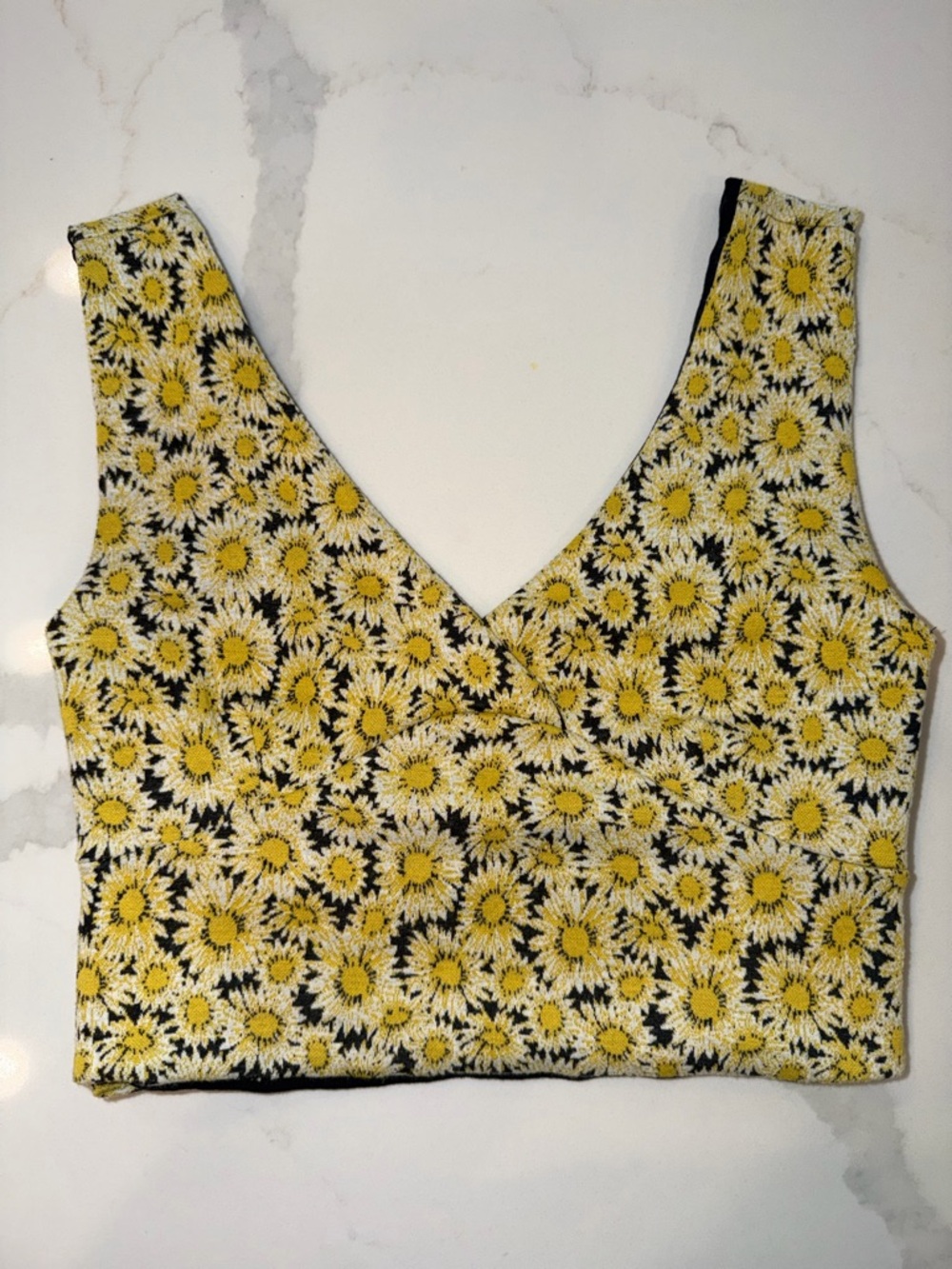Maeve Anthropologie Daisy Floral Crop Top Side Button Small Petite